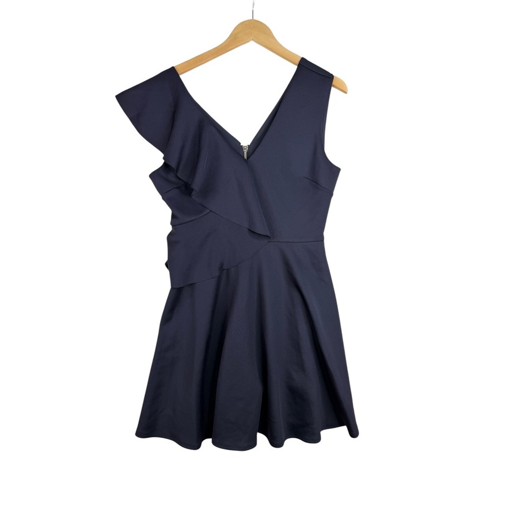 TED BAKER Womens Lantaa Navy Blue Ruffle Skater Dress, Size TB 3 / US 8 M